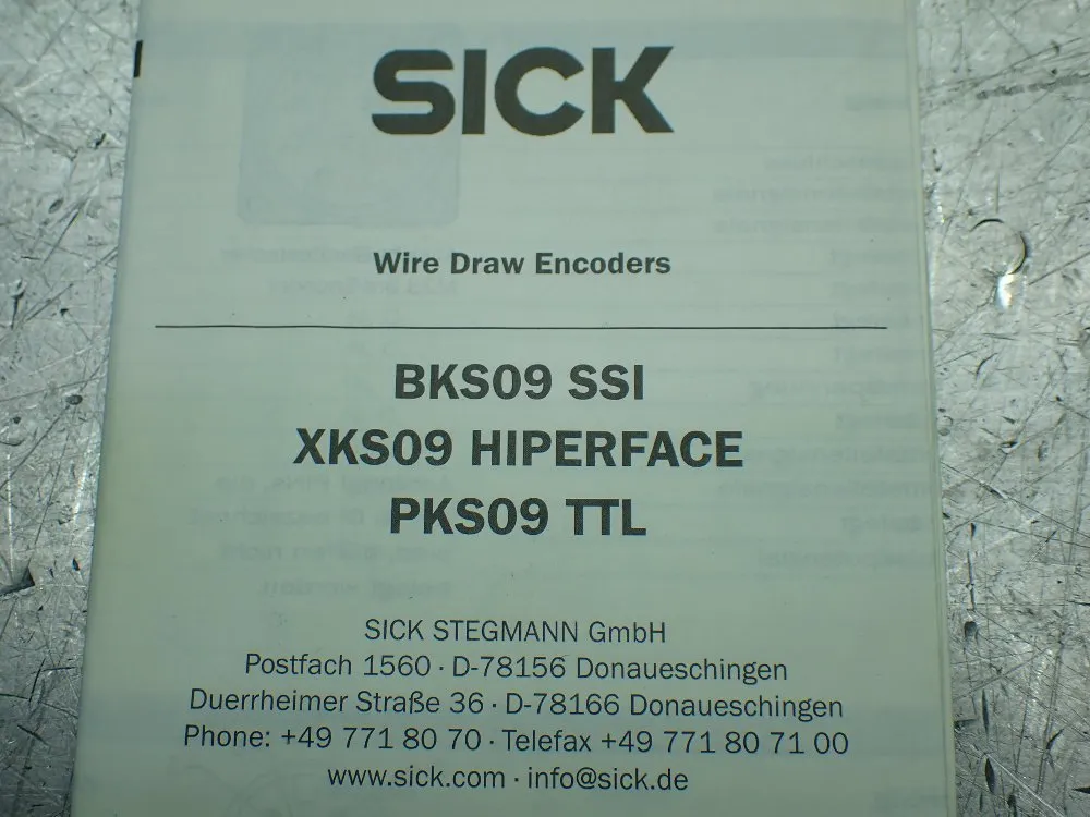 Sick Ml 2.0m - Wire D 0.6mm Wire Draw Absolute Encoder. - Xks09-htbm0227