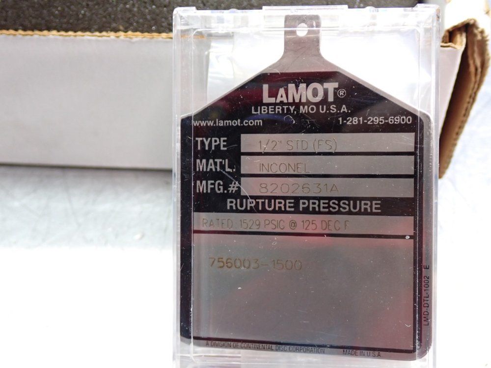 Lamot Rupture Disc Distributor 1 Box Of 7
