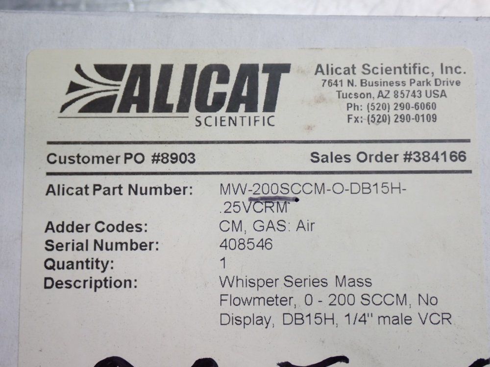 Alicat Scientific Sccm Gasair Flow Meter