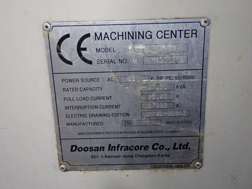 Doosan Doosan Dmv3016ld Cnc Vmc