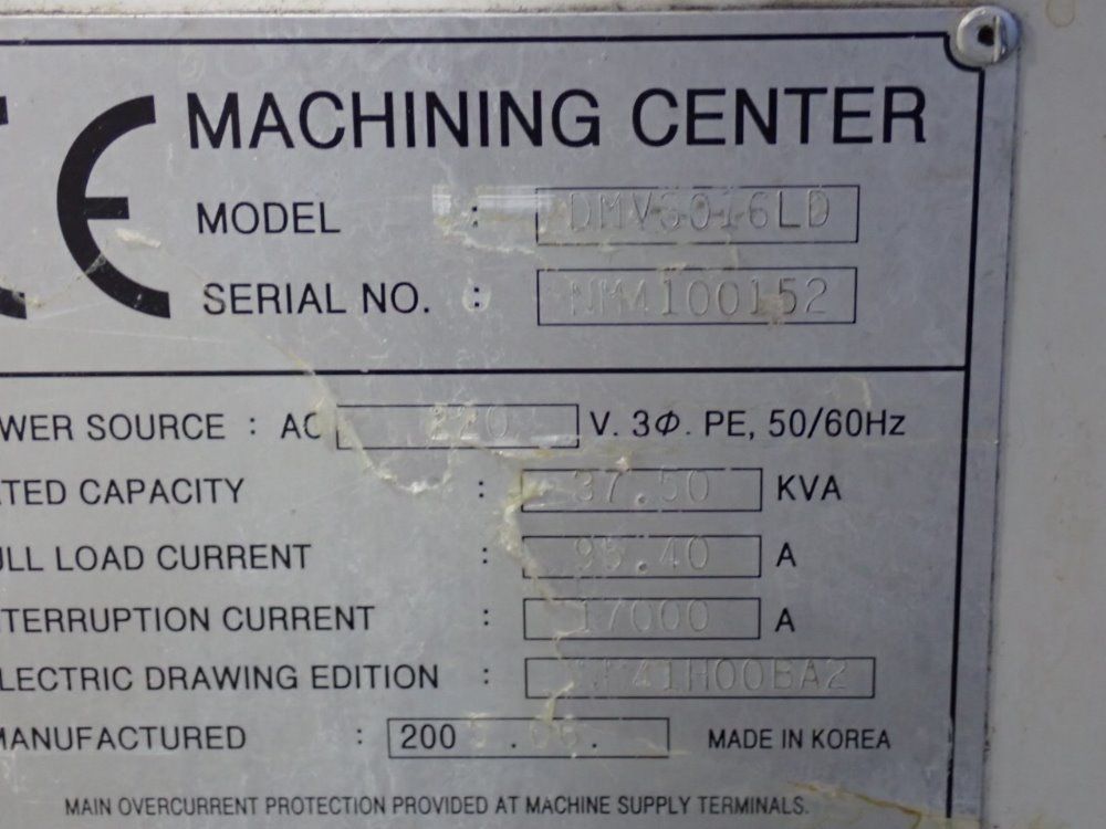 Doosan Doosan Dmv3016ld Cnc Vmc