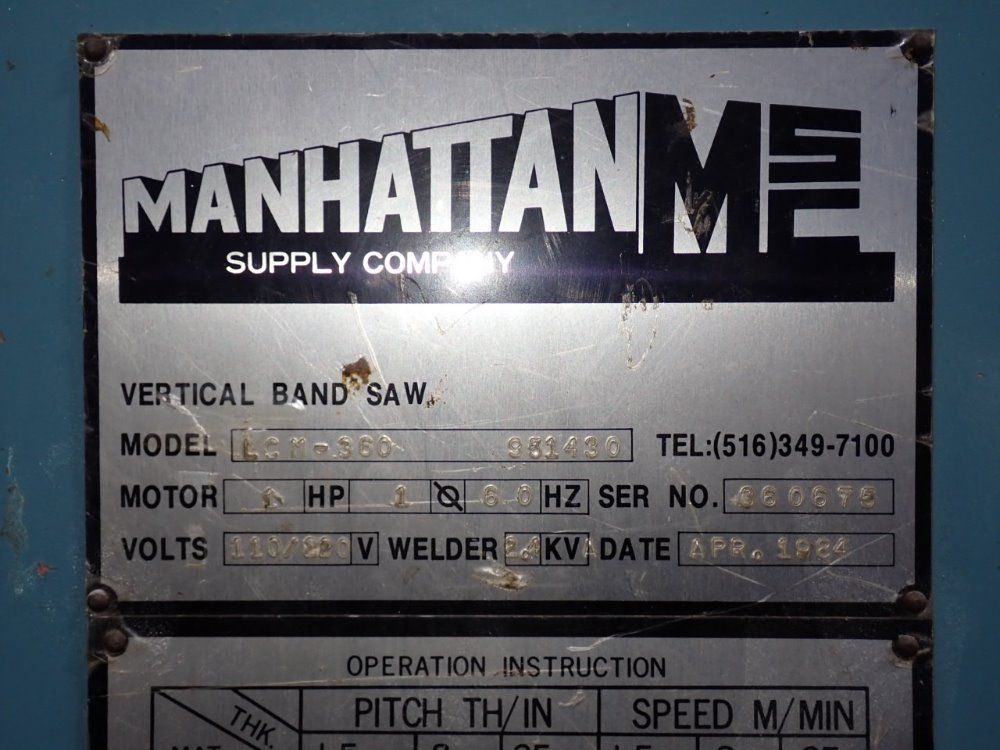 Manhattan Vertical Band Saw