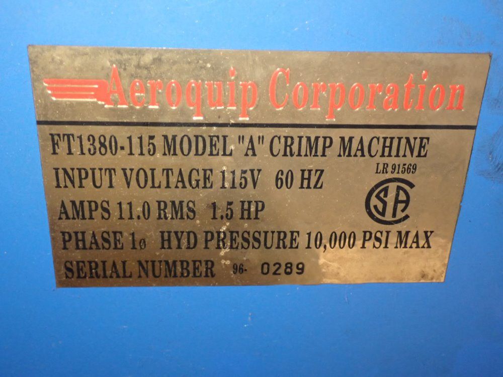 Aeroquip Corp Aeroquip Corp A1380115 Crimp Machine