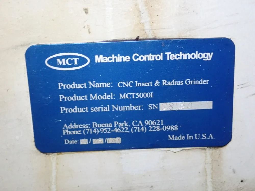 Machine Control Technology 2008 Machine Control Technology Mct5000i Cnc Insert  Radius Grinder
