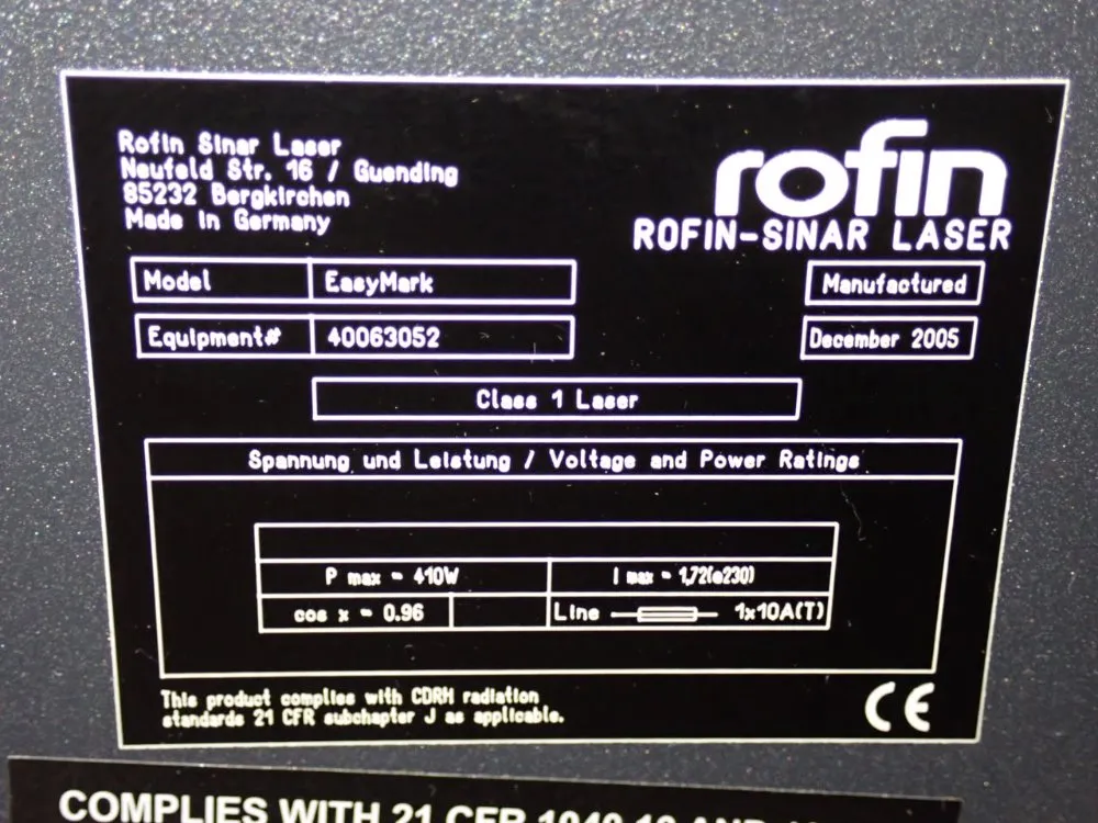 Rofin 2005 Rofin Easymark Laser Engraver