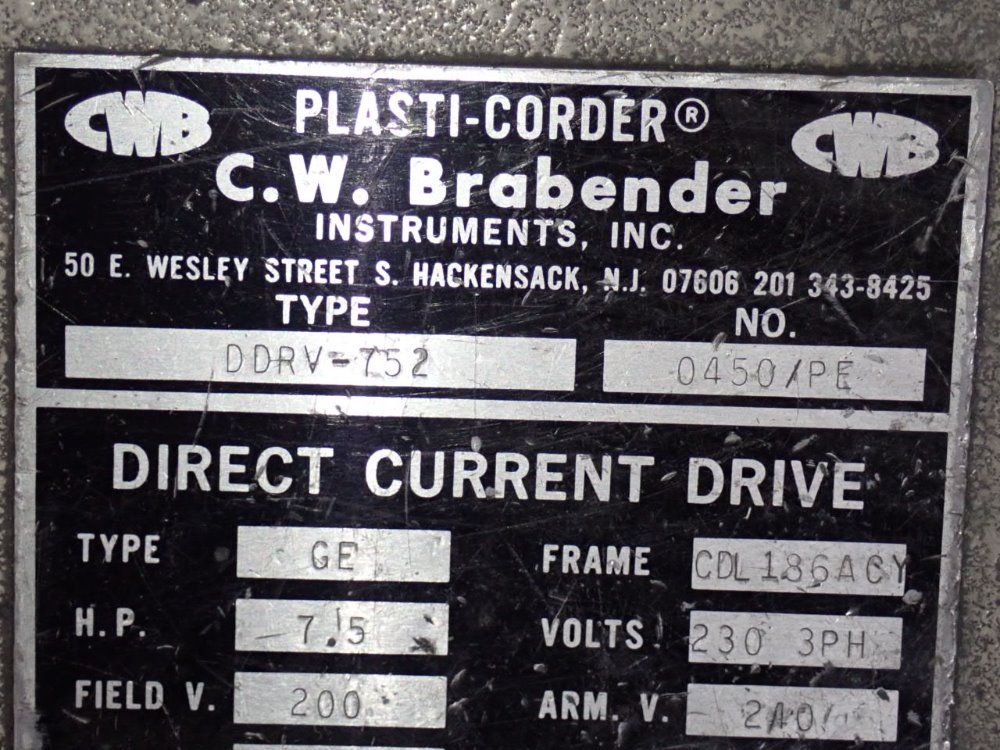 C.w. Brabender Fe-2000a Plasticorder - Fe-2000a