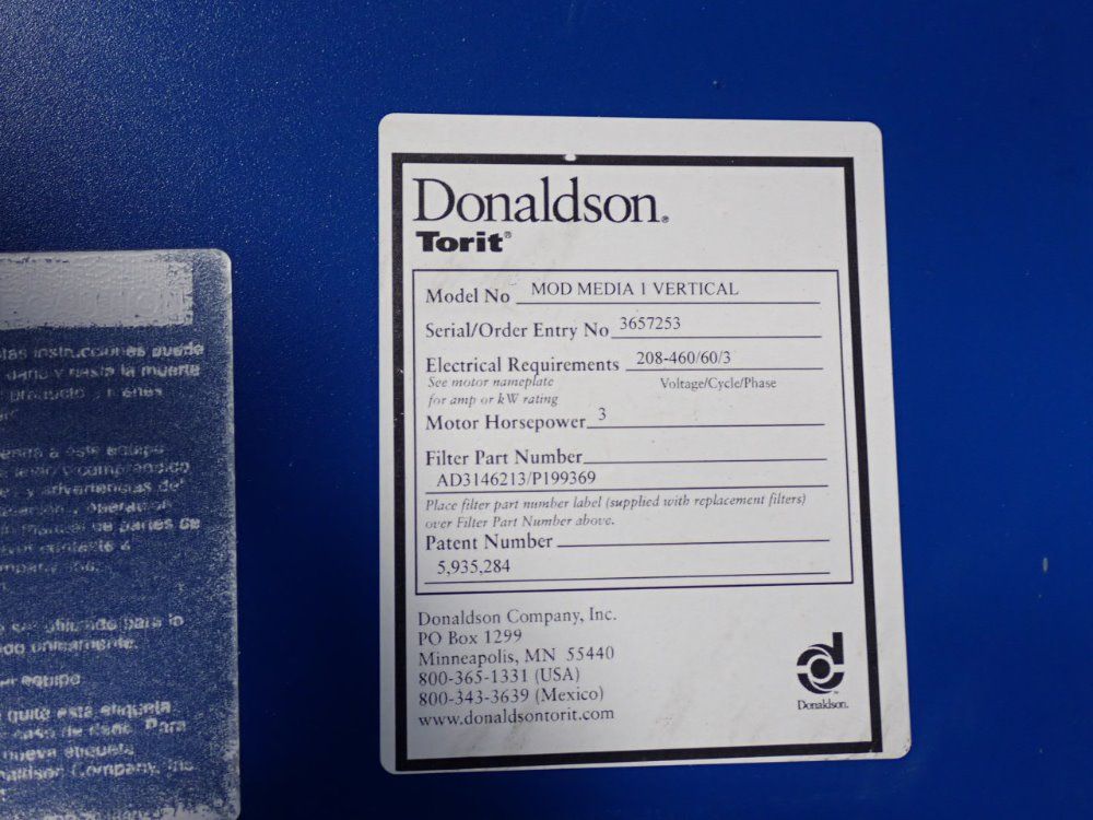 Donaldson Torit Donaldson Torit Mod Media 1 Vertical Mist Collector