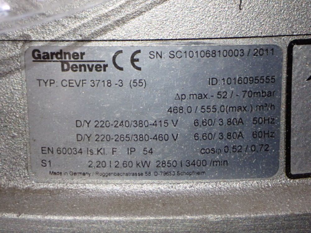 Garner Denver Garner Denver Cevf 37183 55 Vacuum System