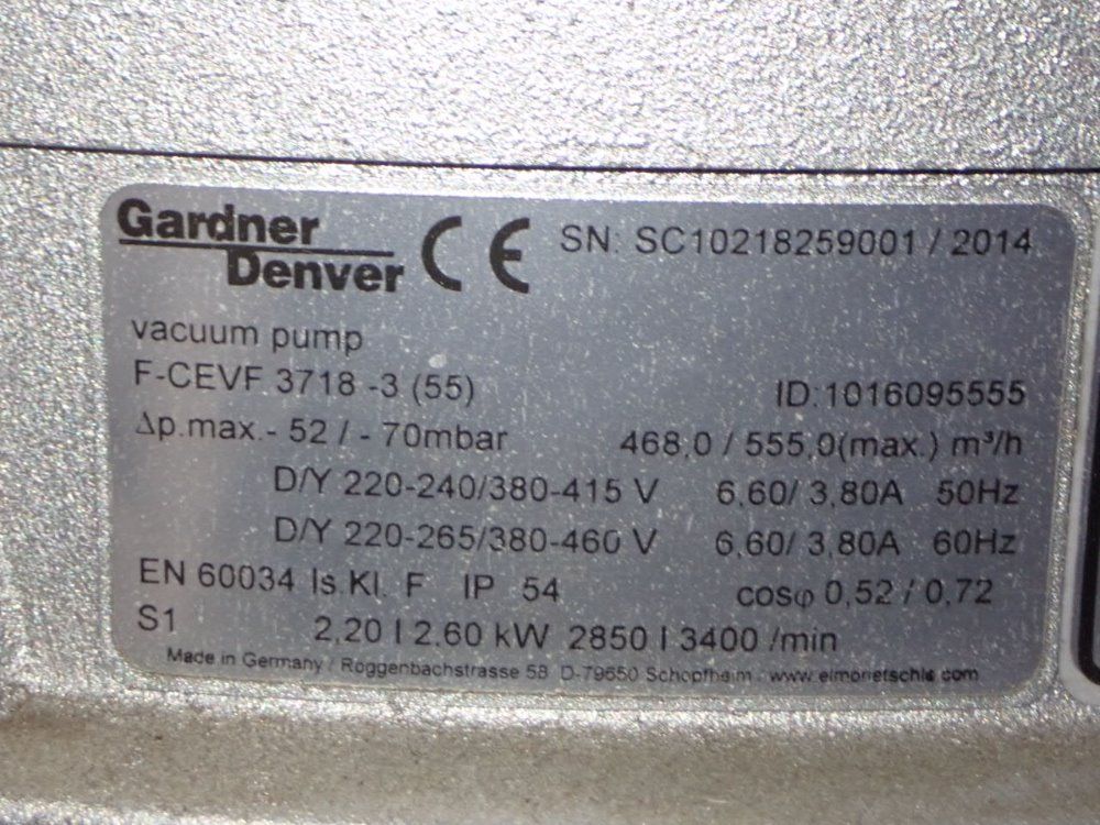 Garner Denver Garner Denver Fcevf3718355 Vacuum System