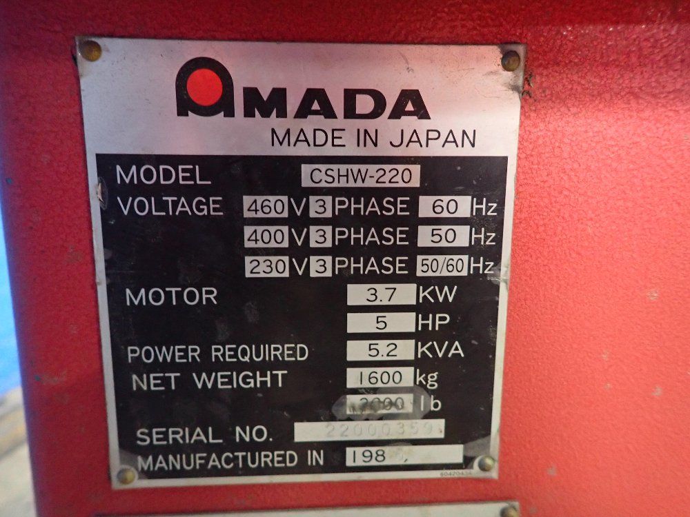Amada 1986 Amada Cshw220 Corner Notcher