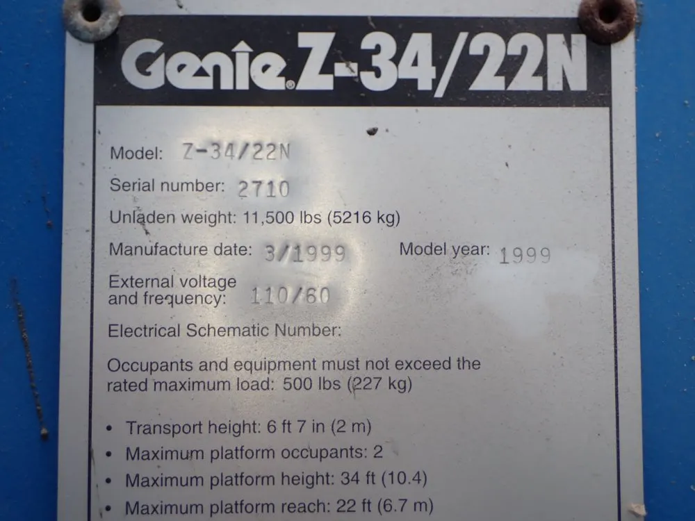 Genie 1999 Genie Z34  22n Boom Lift