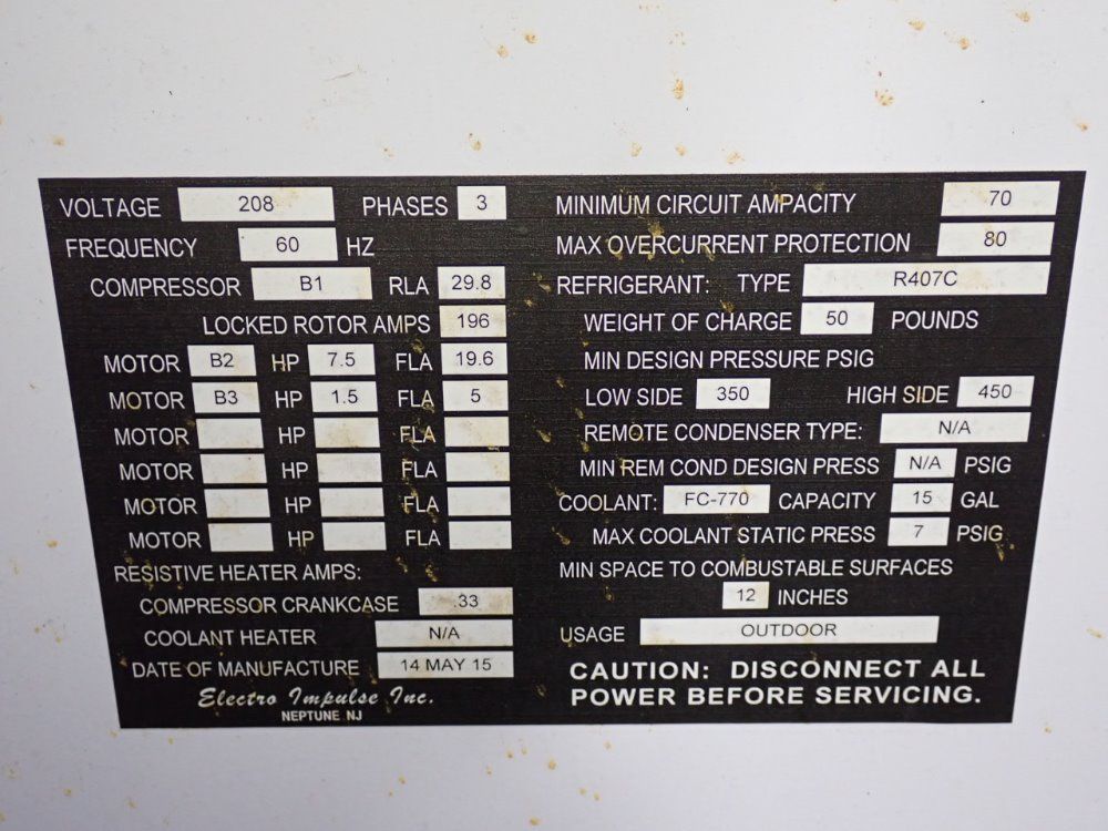 Electro Impulse Inc 2015 Electro Impulse Inc 67770 Cooling Unit