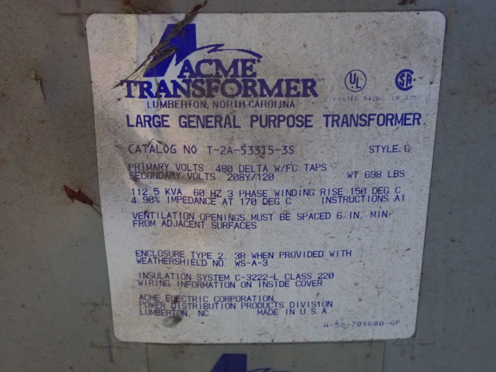 Acme Acme 1125 Kva Transformer