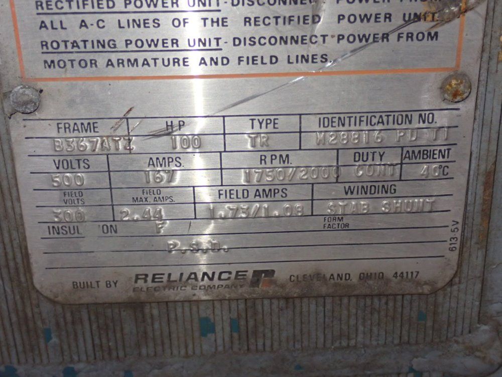 Reliance Electric Reliance Electric 100 Hp Motor