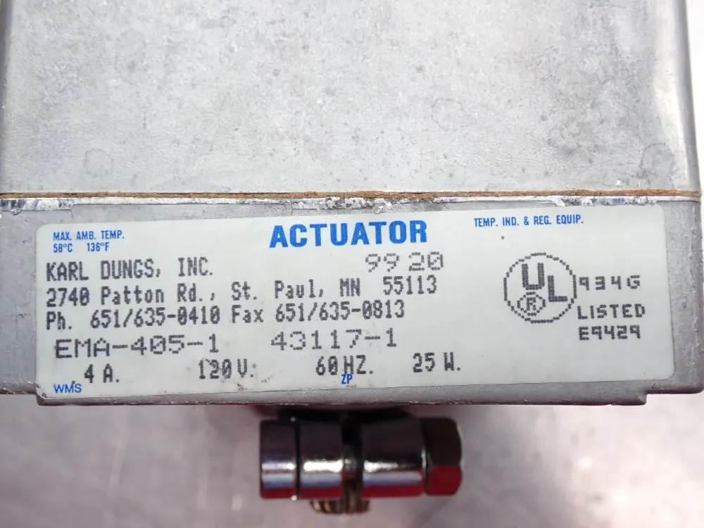 Karl Dungs, Inc Max Flow 2,000 Scfm Actuator Rm Series - Ema-405-1