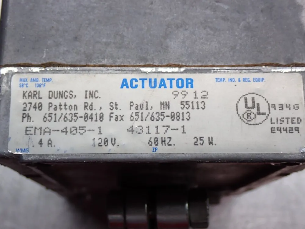 Karl Dungs, Ltd Max Flow 2,000 Scfm Actuator Rm Series - Ema-405-1