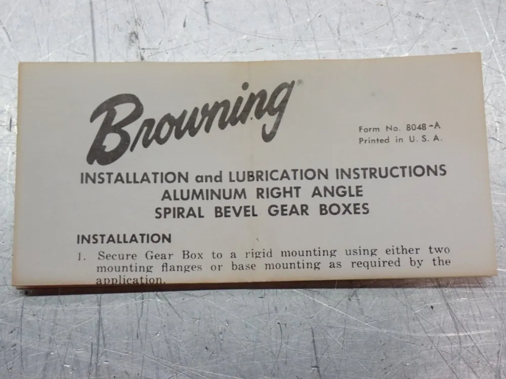 Browning 1.08hp@ 1750 Input Rpm Gear Reducer 1:1 Ratio - 3ara1-sn10