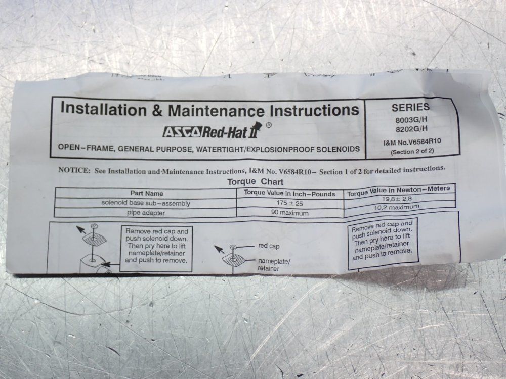 Asco Watertight Solenoid Valve Coil - 238612-132