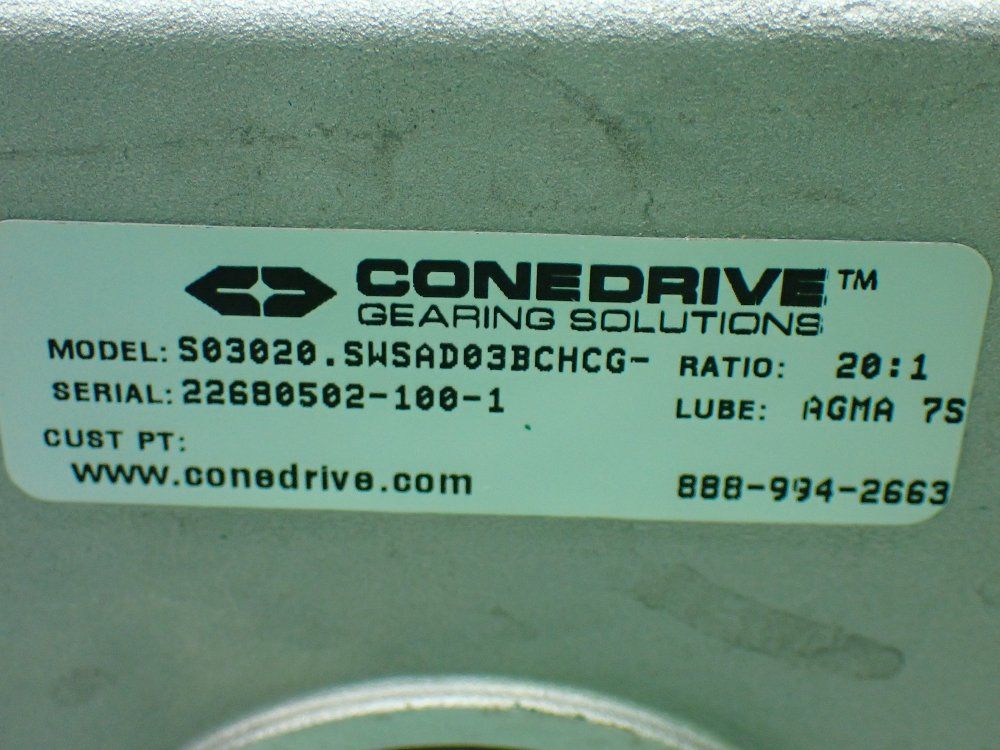 Conedrive Ratio=20:1 Lube=agma 7s Gearbox - S03020.swsad03bchcg