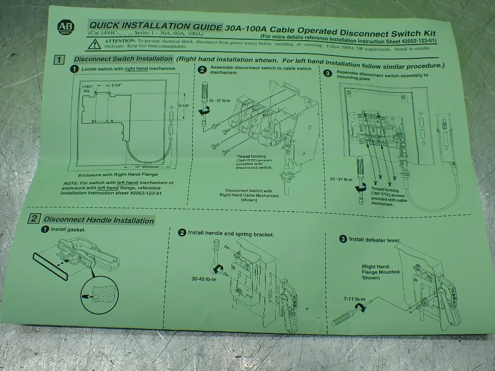 Allen-bradley Disconnect Switch Cable Mechanism - 1494c-cm2