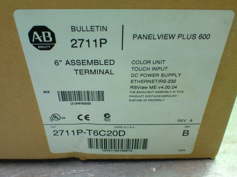 Allenbradley Panelview Plus 600 Operator Panel