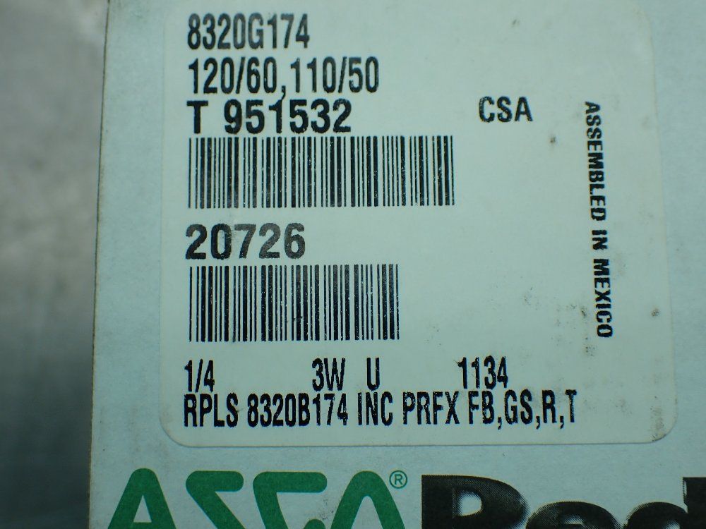 Asco 1/4" Pipe 100psi Redhat Solenoid Valve. - 8320g174