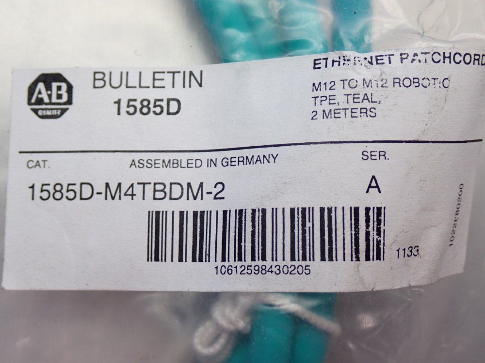 Allen Bradley Micro D-code, Qd Style Media Ethernet Cable - 158d-m4tbdm-2