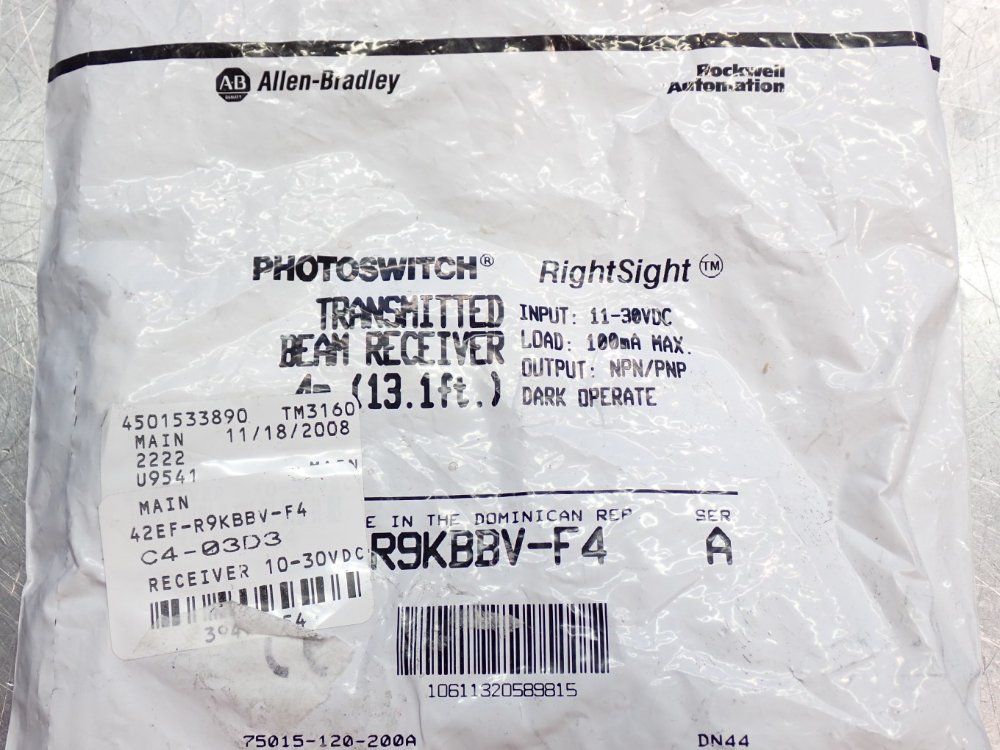 Allen Bradley Photoelectric Sensor Transmitted Beam Receiver - 42ef-r9kbbv-f4