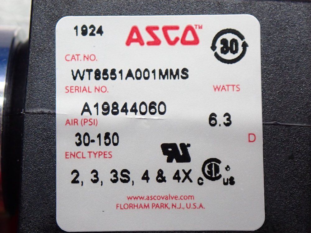 Asco Solenoid Valve - Wt8551a001mms