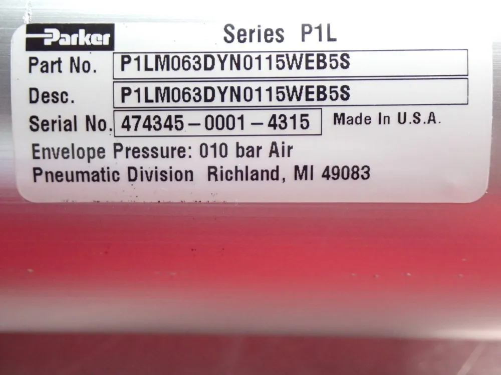 Parker Pneumatic Cylinder - P1lm063dyn0115web5s