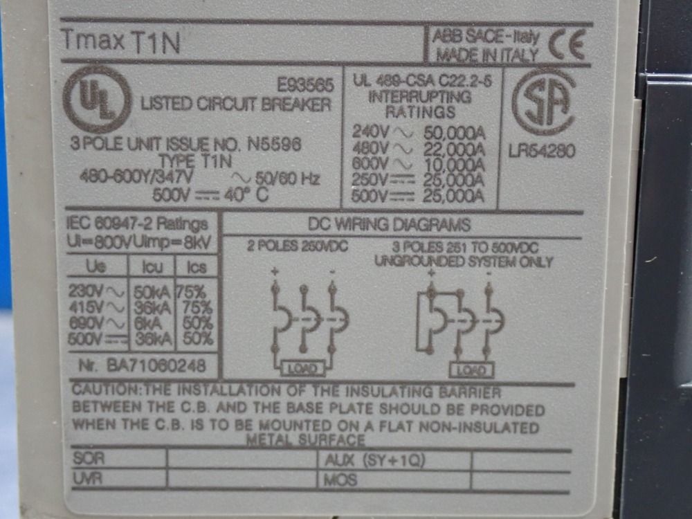 Abb Tmax T1n Circuit Breaker - Sace-tmax-t1-n-100