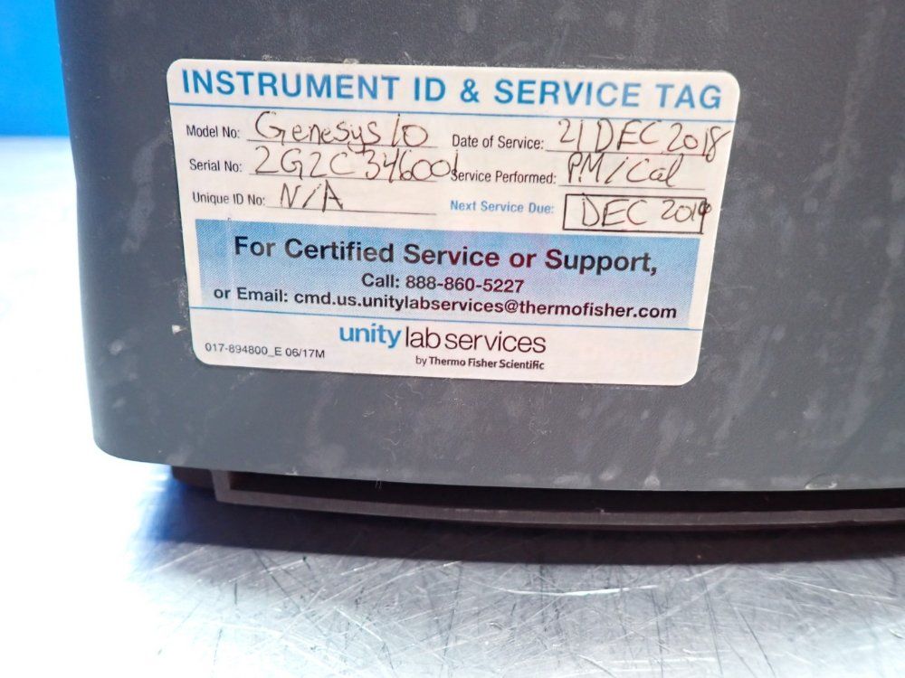 Spectronic Unicam Genesys 10uv Scanning Uvvisible Spectrophotometer
