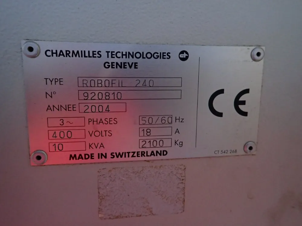 Charmilles Technologies 27" X 18" Table, 1650 Lbs Cnc Wire Edm Machine - Robofil 240