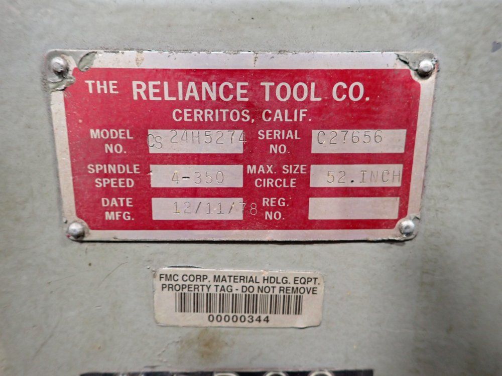 Reliance Tool Co. 52" By George Powered Rotary Circle Shear - Cs 24h5274