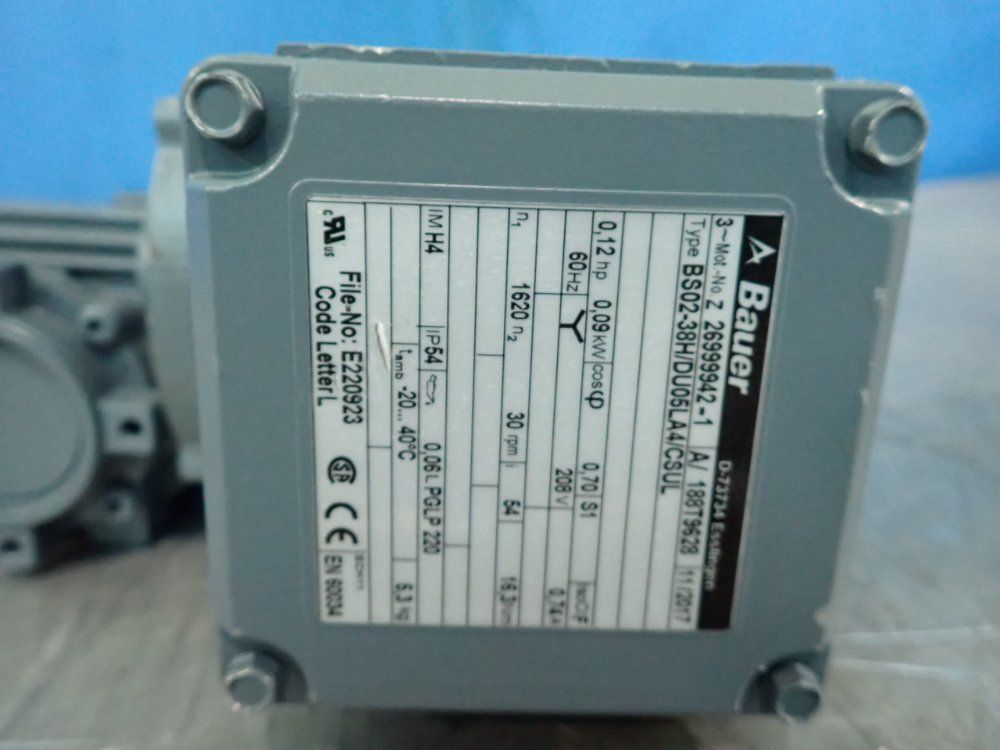 Bauer 0,12 Hp Gear Drive - Bs02-38h/du05la4/csul
