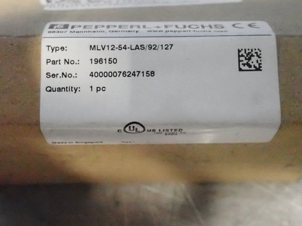 Pepper And Fuchs Photo Sensor - Mlv12-54-la5/92/127