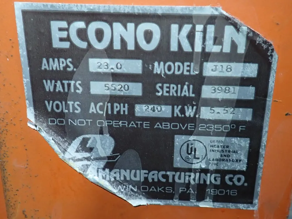 Econo Kiln 2350°f Electric Kiln - J18