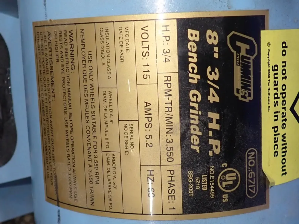 Cummings 8" Bench Grinder - 6717