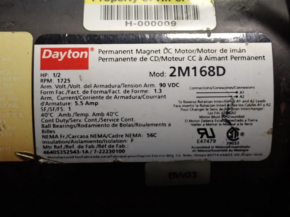 Dayton 1/2 Hp Motor - 2m168d
