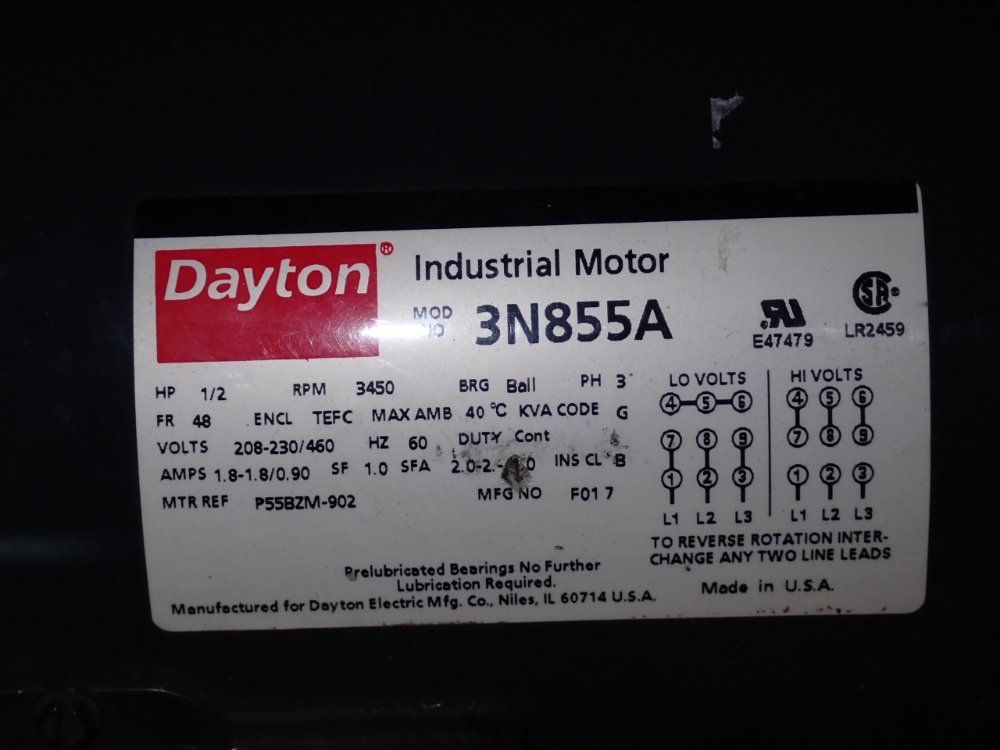 Dayton 1/2 Hp Motor - 3n855a