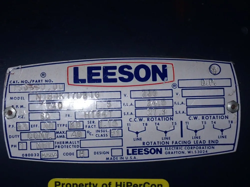 Leeson 5 Hp Motor - N184k17db1g