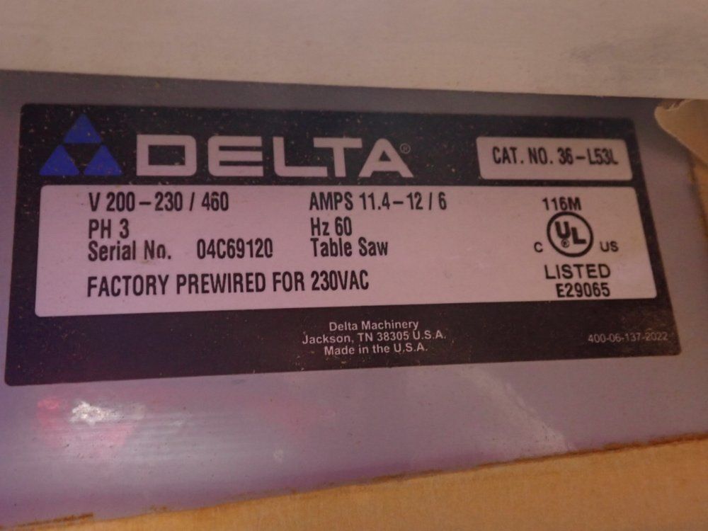 Delta 80" X 27" Table Saw - 36-l53l