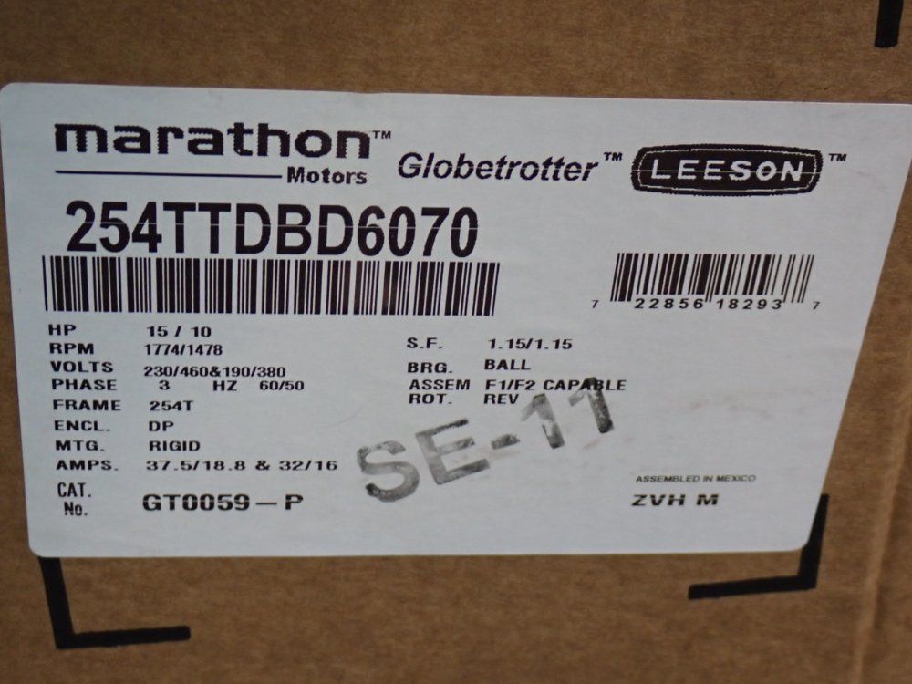 Marathon Motors 15 Hp Motor - 254ttdbd6070
