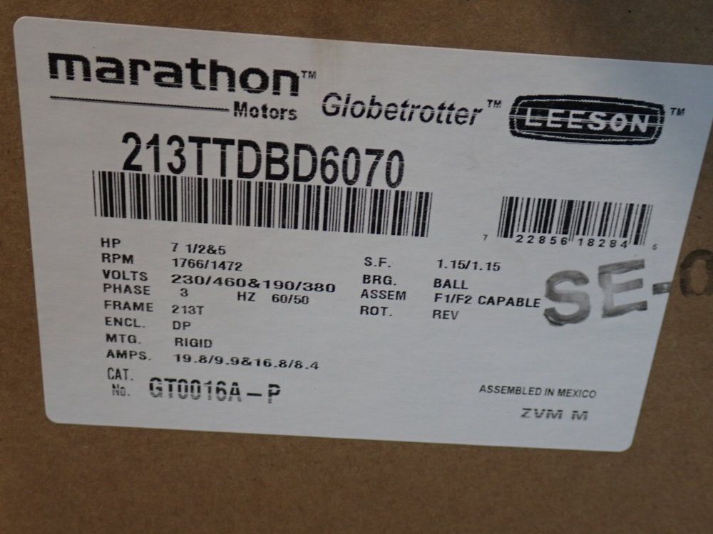 Marathon Motors 7.5 Hp Motor - 213ttdbd6070