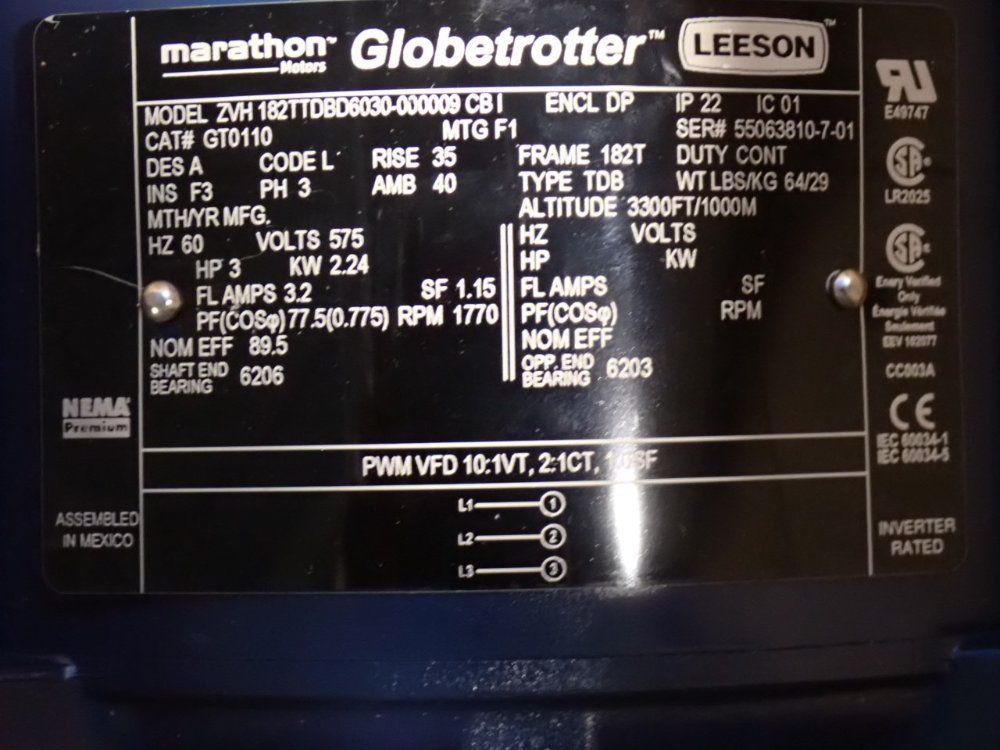 Marathon Motors 3 Hp Motor - 182ttdbd6030
