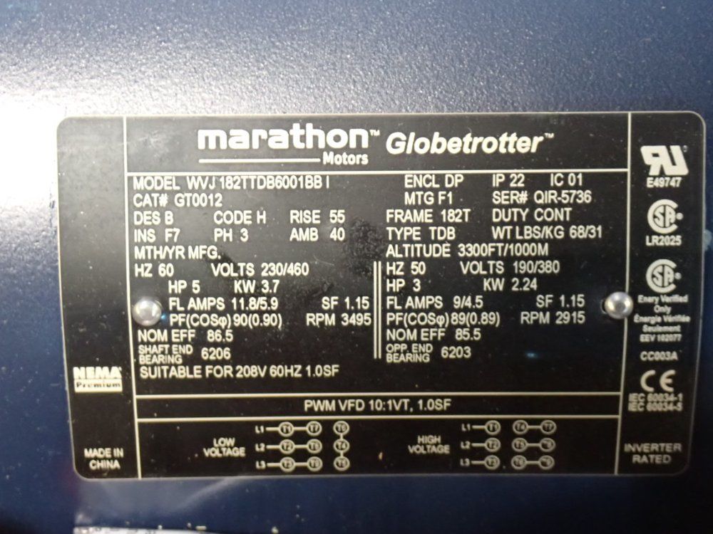 Marathon Motors 5 Hp Motor - 182ttdb6001