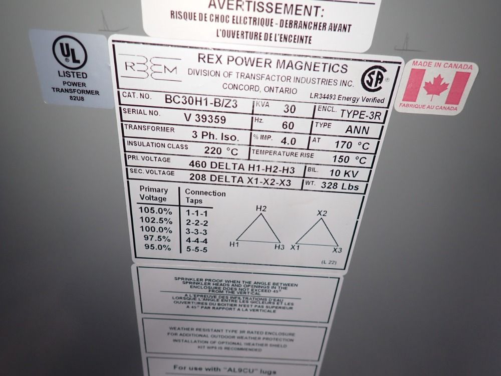 Rex 30 Kva Transformer - Bc30h1-b/z3