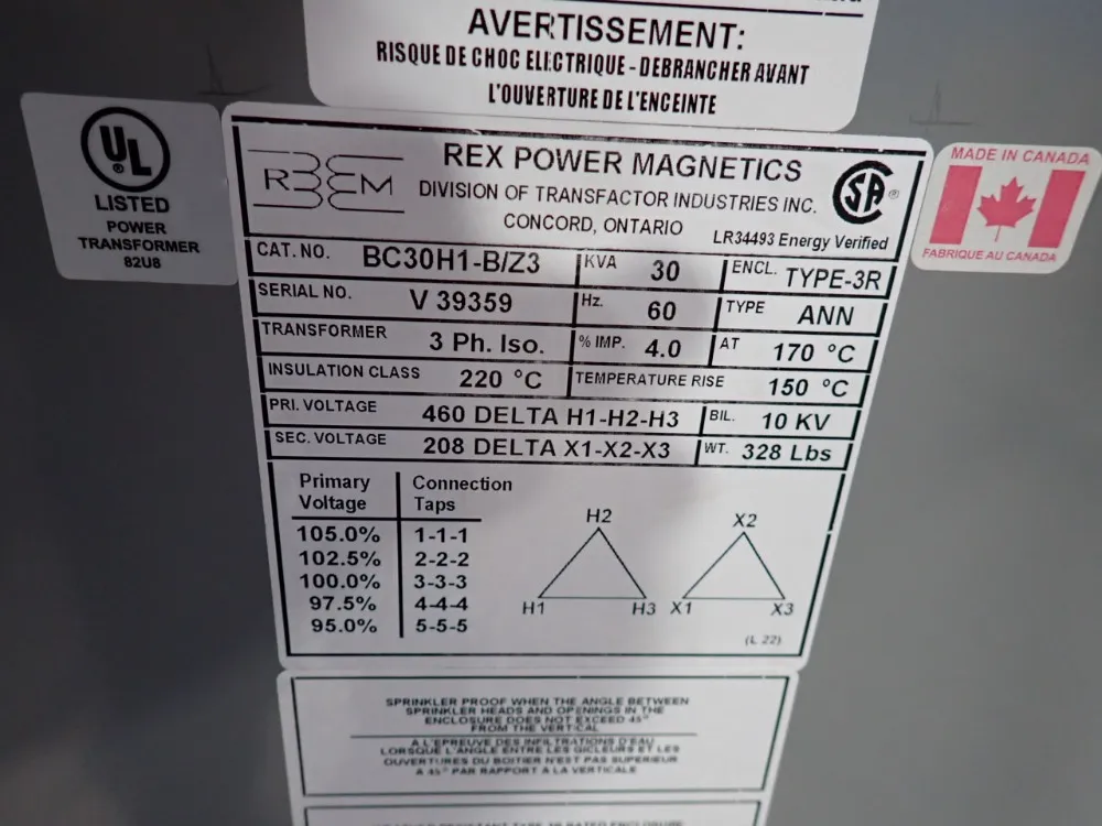 Rex 30 Kva Transformer - Bc30h1-b/z3