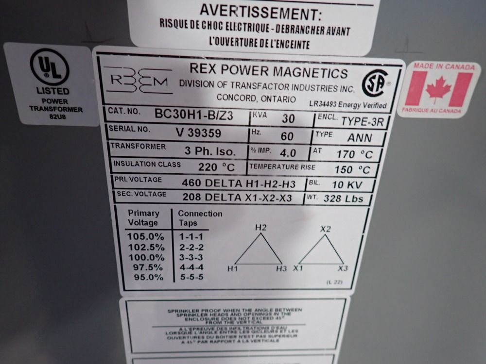Rex 30 Kva Transformer - Bc30h1-b/z3