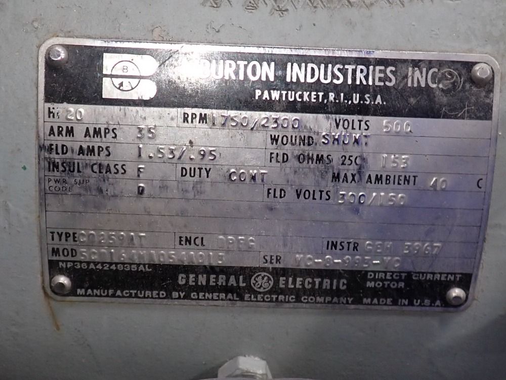 General Electric 20 Hp Dc Motor